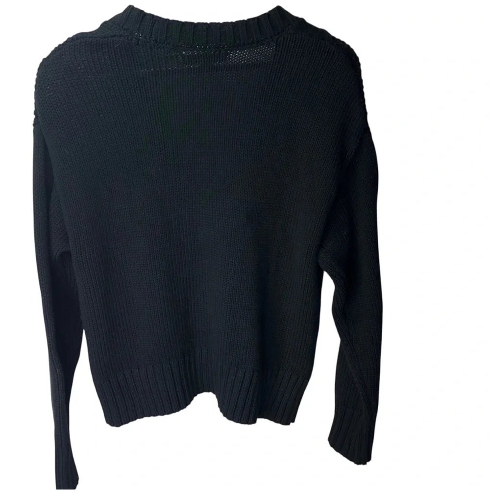 Banana Republic Cableknit Cardigan Sweater Sz S Black Cotton Blend Career Casual